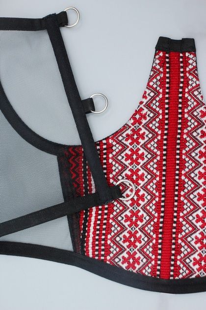 Корсет підгрудний з орнаментом червоний "Вишиванка" S-M
