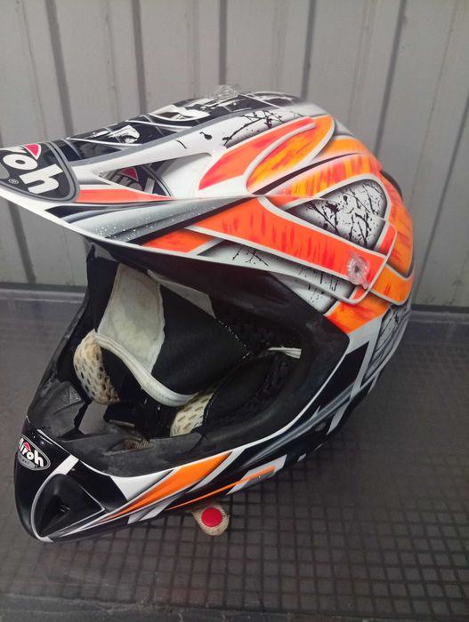 Capacete Motocross Airoh Twist Laranja Branco - Enduro Pit Bike - Homologado E3