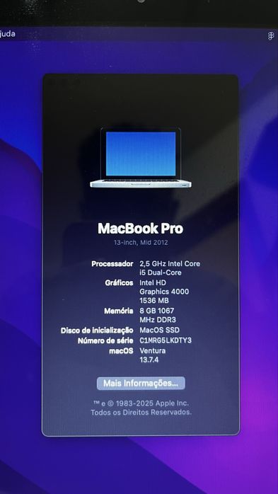 Macbook Pro 2012 - SSD120GB446403124554649602