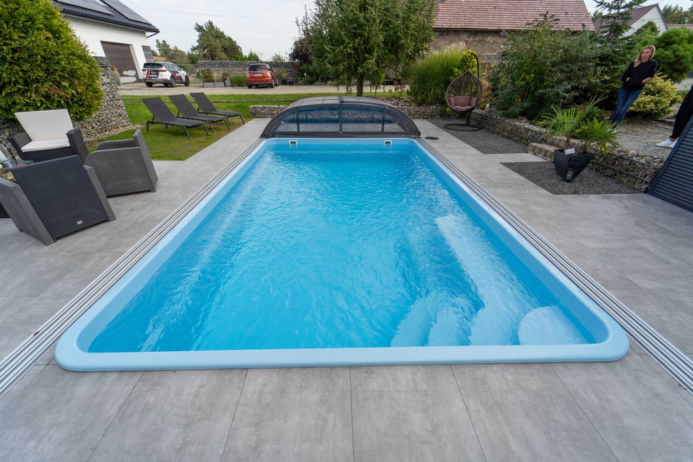 Basen ogrodowy z laminatu poliestrowy 6,2x3,2x1,55 pakiet START kompl