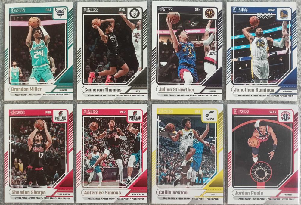 8 kart NBA 2024-25 Donruss Press Proof Thomas Miller Kuminga Sharpe