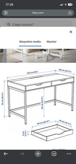Białe biurko Ikea Alex