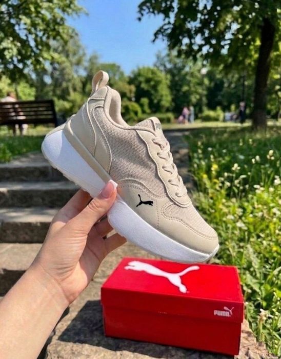 Жіночі  кросівки Puma/натуральна шкіра/бежеві кросівки пума