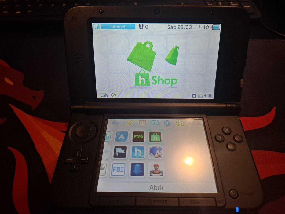 Nintendo 3DS XL cinzenta modificada 64 GB
