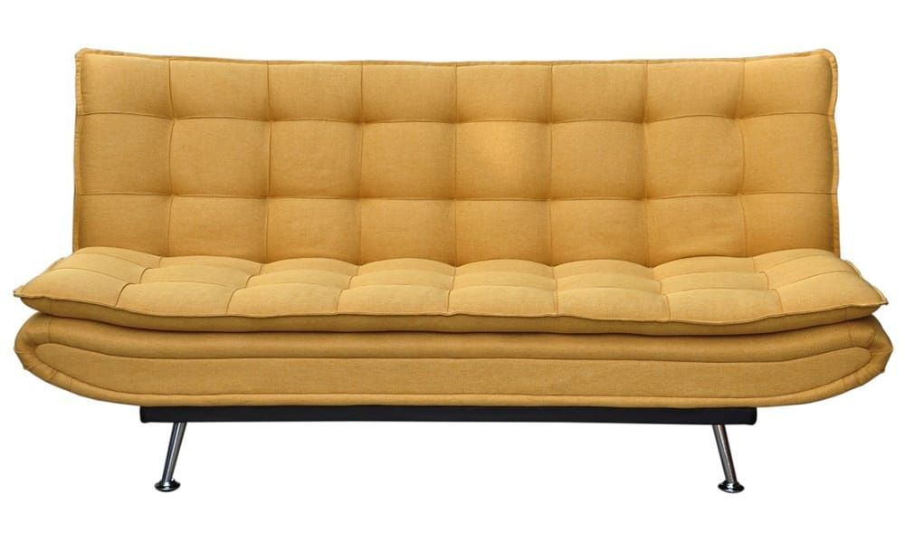 Sofá-cama Willem da Conforama em cor amarelo,  modelo de 3 lugares,