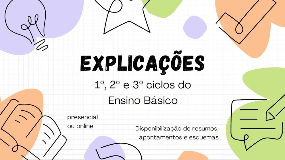 Explicações/Apoio ao estudo para 1.º, 2.º e 3.º Ciclos do Ensino Básic