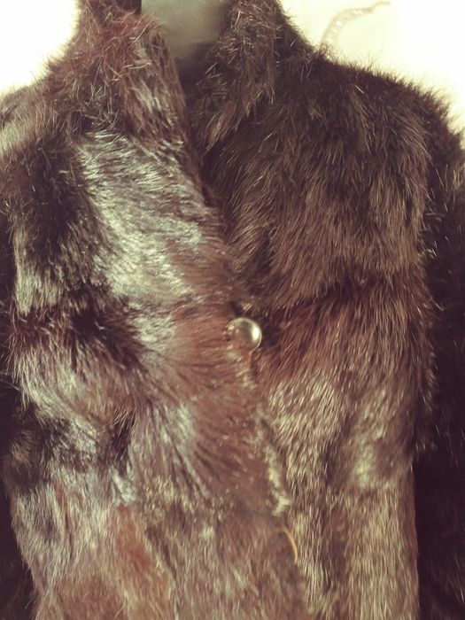 Futro czarne dlugi wlos natura nutria XL