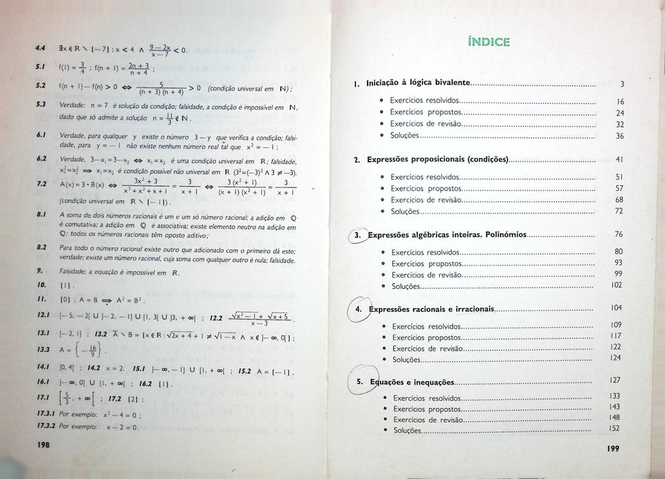 Exercícios de Matemática 10º ano, 1º vol.
