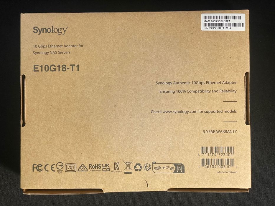 Card 10 Gbps Ethernet for Synology NAS - E10G18-T1 PCI Express