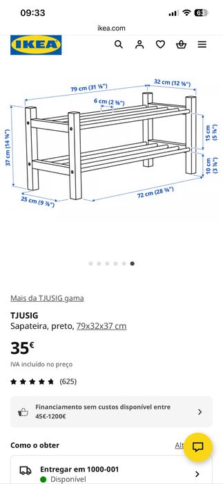 TJUSIG Sapateira, preto, 79x32x37 cm (Ikea)