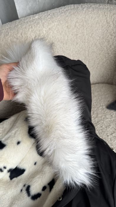 Дитяча чорна зимова парка з штучним хутром, вітрозахисна з капюшоном