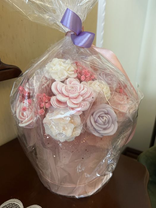 Duży flowerbox z świec sojowych prezent