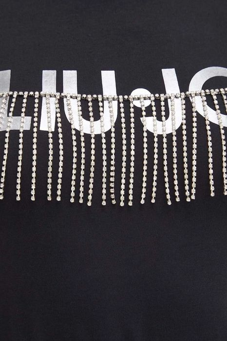 T-shirt czarny z logo i cyrkoniami Liu Jo XS