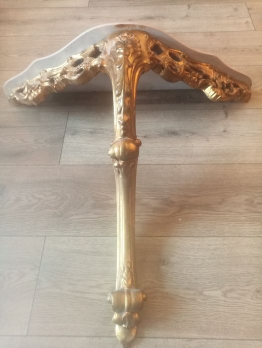 Konsola ścienna, retro,barok, vintage,złota,marmur.
