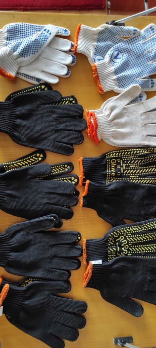 Перчатки ХБ с ПВХ рисунком, черные, белые