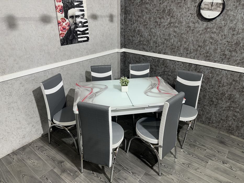 Столи на кухню, скло, малюнок 3d, ціна за комплект