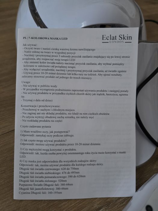 Erthskin London 7-kolorowa maska LED na twarz i szyję
7