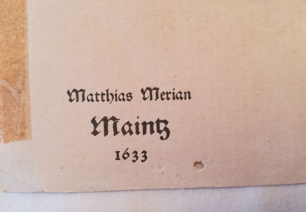 Gravura Mapa Cidade de Mainz - Matthias Merian 1633-(Reprodução 1927)