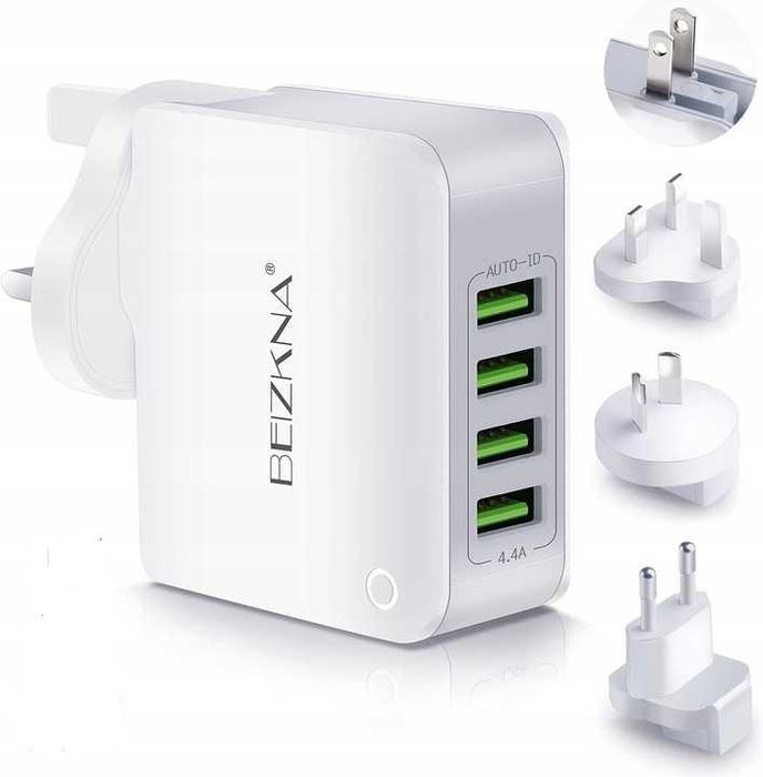 Ładowarka Sieciowa BEIZKNA 4x USB 4.4A 22W Uniwersalna Szybka Podróżna