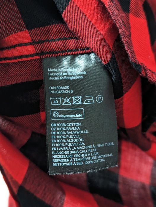 Czerwono-czarna koszula w kratę H&M, rozmiar 38.