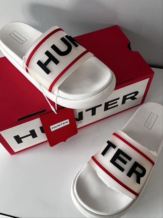 Klapki Hunter rozmiar 38 - białe, nowe z metka wkładka 25cm
