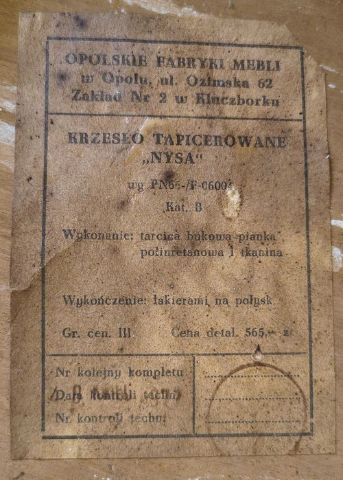 Komplet 4 krzeseł „NYSA” PRL | Opolskie Fabryki Mebli | oryginał