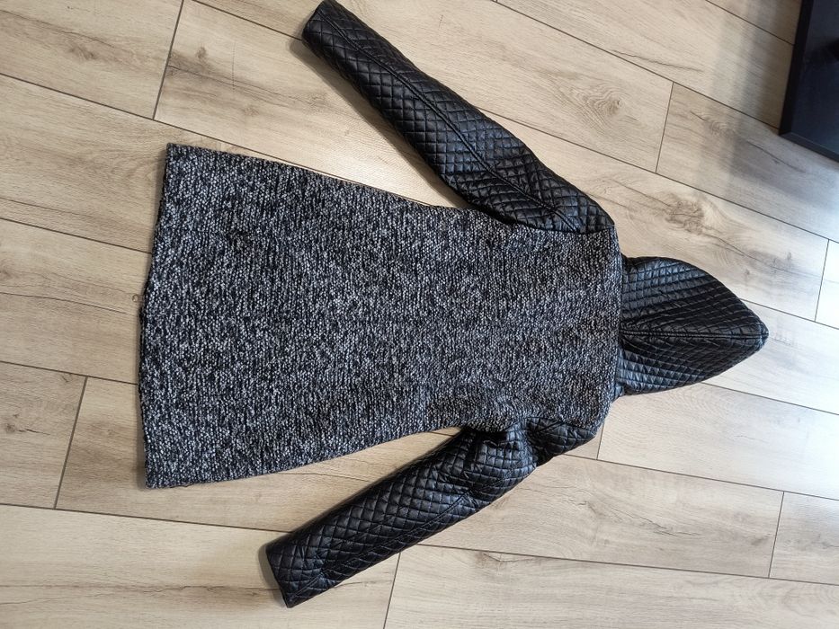 Płaszcz damski S, wełna + imitacja skórki