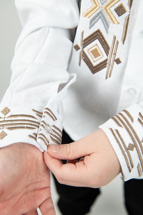 Сорочка вишиванка для хлопчика підлітка дитяча біла