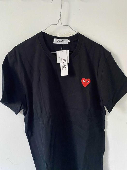 CDG PLAY Red Heart Tee | Black XL | Japan Authentic
