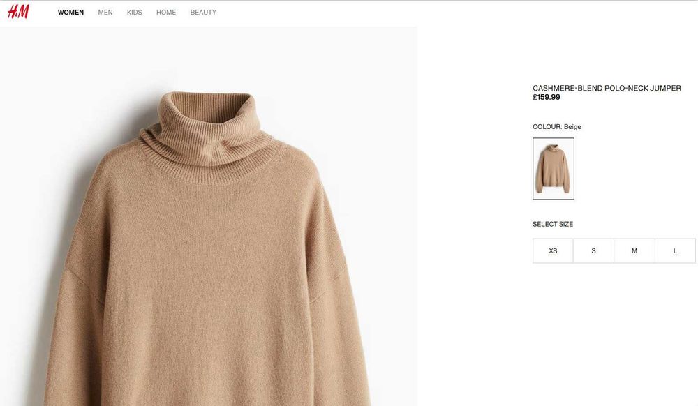 H&M premium светр 70% кашемір XS S M