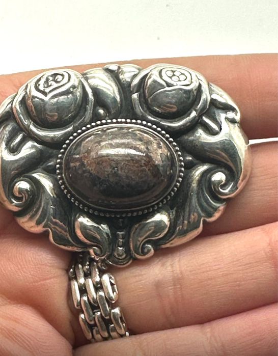 Брошь серебро антикварная 1900 год проба винтаж