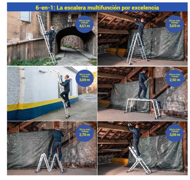 Escada Articulada Multifunções HOSTRÖM 4x3 | NOVA | Alumínio | 4,61 m