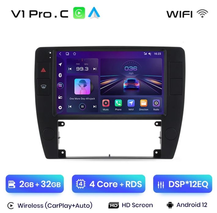 Rádio 9" android Volkswagen Passat B5 CARPLAY WIFI GPS 2/32GB Novo