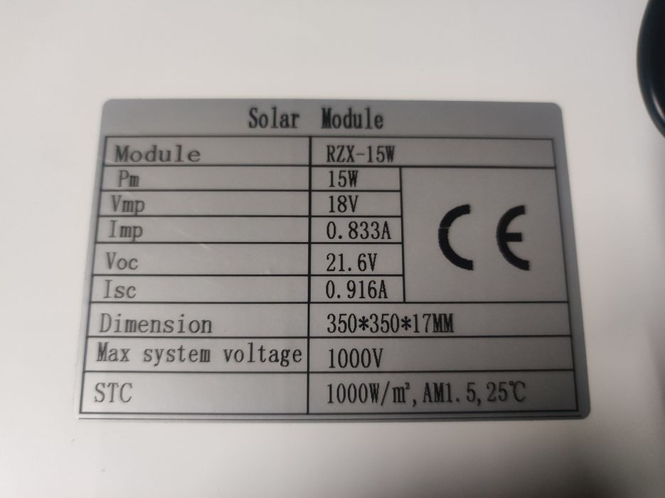 Painel solar RZX 15 w