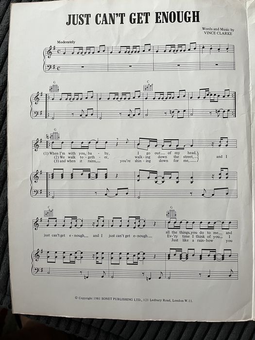 Depeche Mode oficial Music Sheet Just Can’t Get Enough