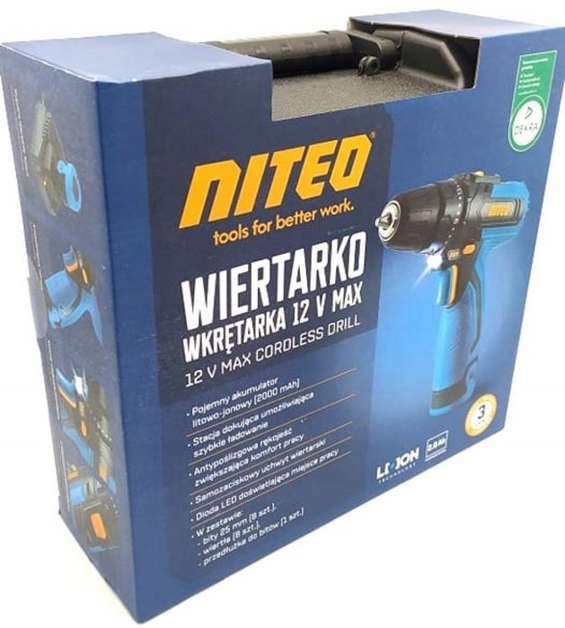 Wiertarko wkrętarka Niteo 12v max walizka akumulatorowa Nowa akcesoria
