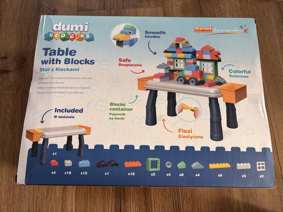 Stół z Miękkimi Klockami Dumi Blocks 80 el. - Idealne dla Malucha