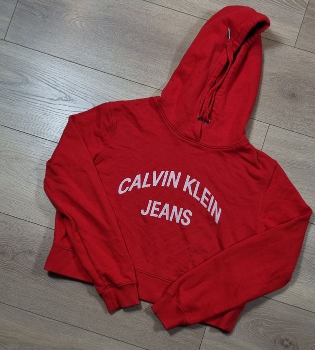 Bluza damska Calvin Klein Jeans, CK, crop top, logo, krótka, hoodie