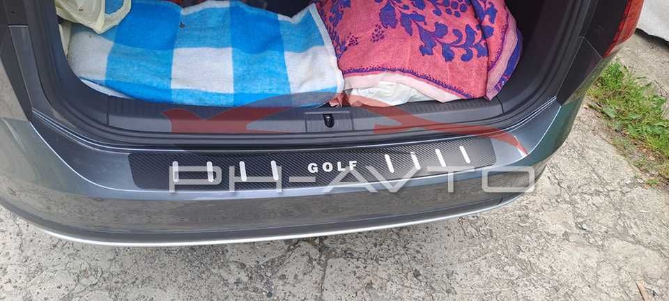 Накладка на бампер VW Golf 7 Combi Універсал Нержавійка + карбон