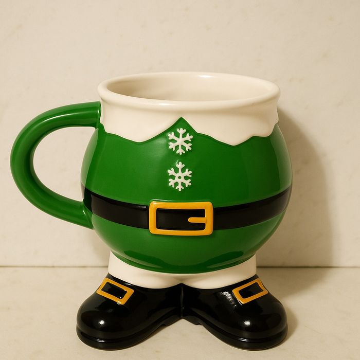 Świąteczny kubek – zielony elf, wysokość 15 cm