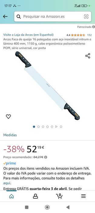 Faca Queijo 40 cm Arcos