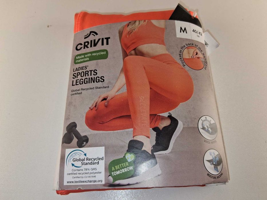 A162 Crivit Premium Damskie Legginsy Sportowe Capri Kieszeń R. S 36/38