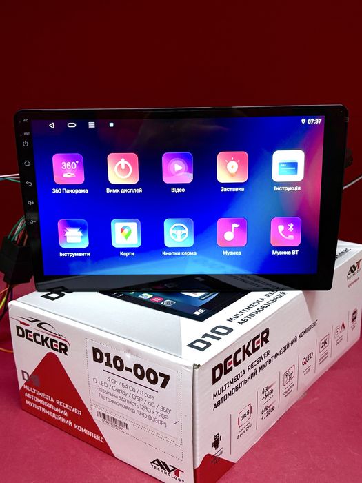 Магнітола Decker D10-007 (4/64Gb) 360^/DSP/4G/GPS/Android 13/