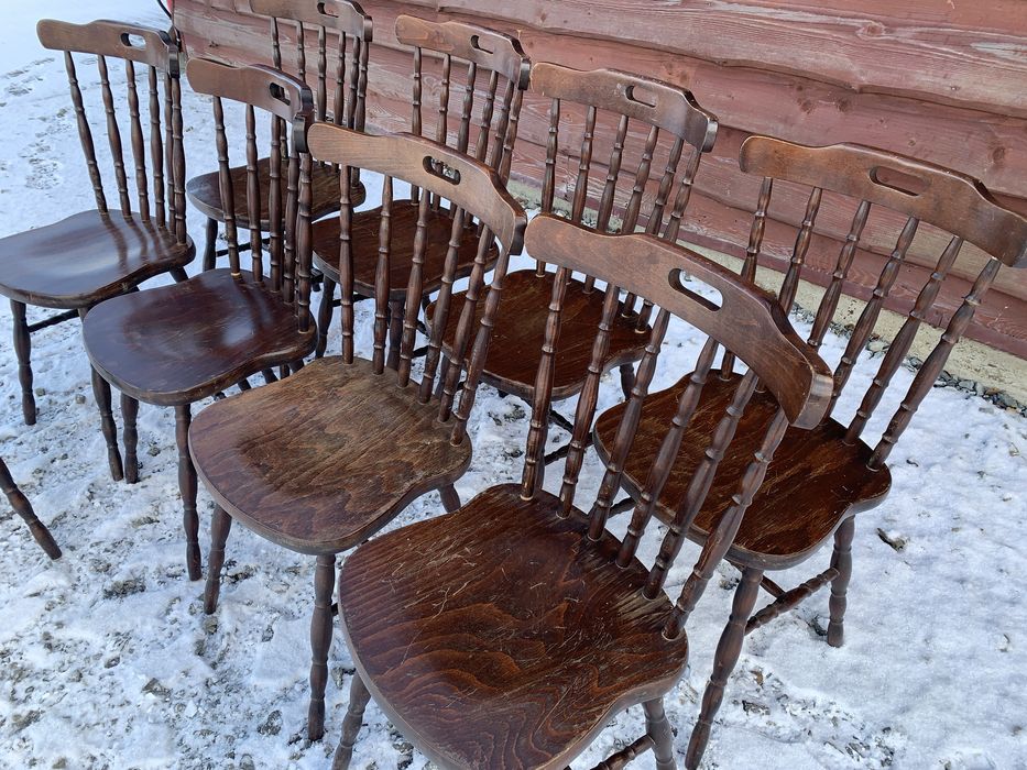 Krzesło krzesla szczebelkowe drewniane 9 sztuk