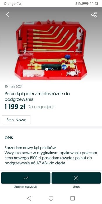 Komplet palników do podgrzewania