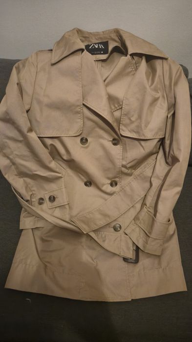 Płaszcz beżowy camel Zara S/M