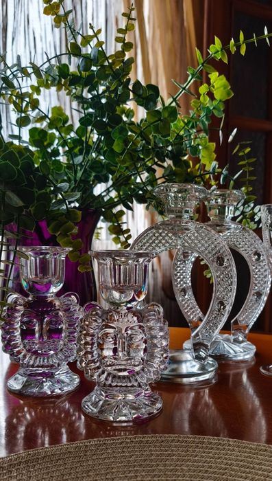 Подсвечник підсвічник хрусталь кришталь цветное старинное стекло декор