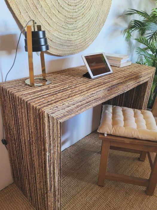 aparador, consola,  mesa,  secretaria, rattan, area, oriental, rustico