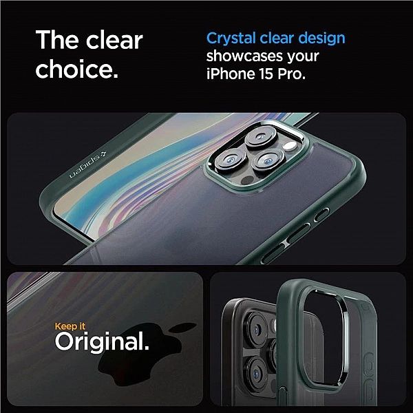 Etui Spigen Ultra Hybrid na iPhone 15 Pro - ciemnozielone