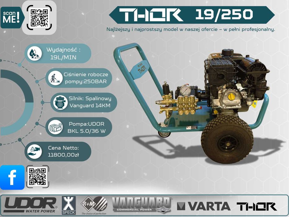Myjka ciśnieniowa THOR 19/250 – 19L/min 250 bar *Vanguard 14KM*UDOR*
